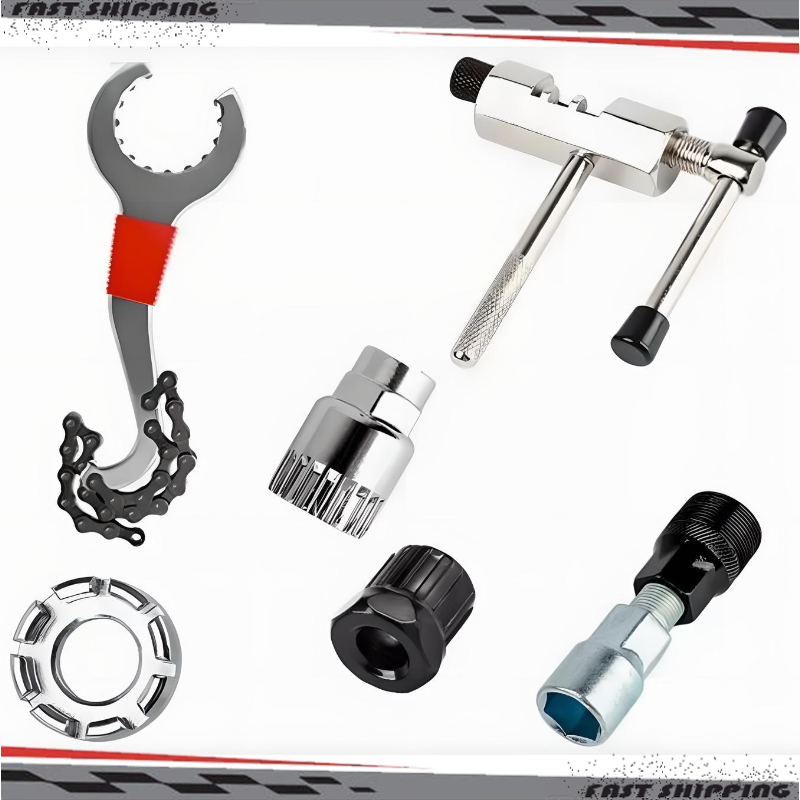 6-Piece Bike Repair Tool Kit with Freewheel Puller, Crank Extractor & Chain Cutter
