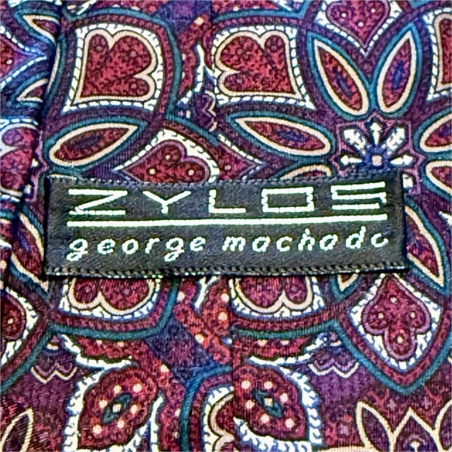 Zylos George Machado Purple Geometric Woven 100% Italian Silk Men's Tie