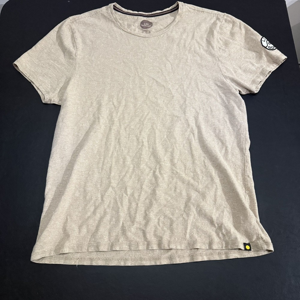 Vintage Life Is Good Shirt Mens L Tan Short Sleeve Crewneck Tee