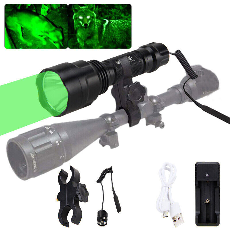 Green LED Predator Light Hunting Flashlight Scope Mount for Hog Coyote Varmint