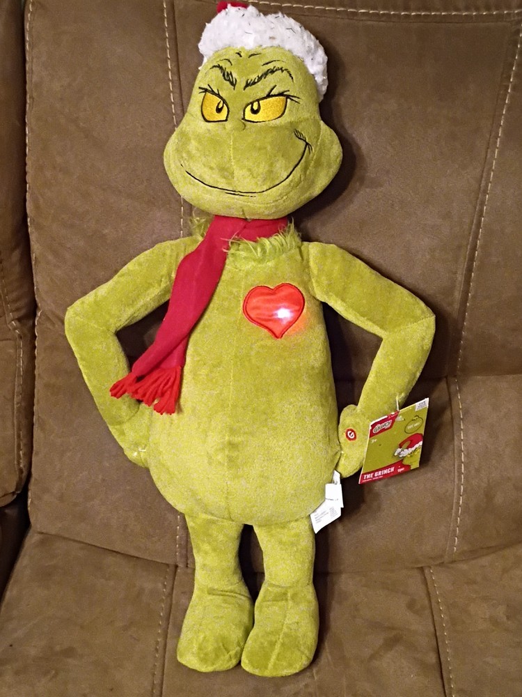 Dr Seuss The Grinch Christmas Holiday Greeter with Light-Up Beating Heart 24 Inch
