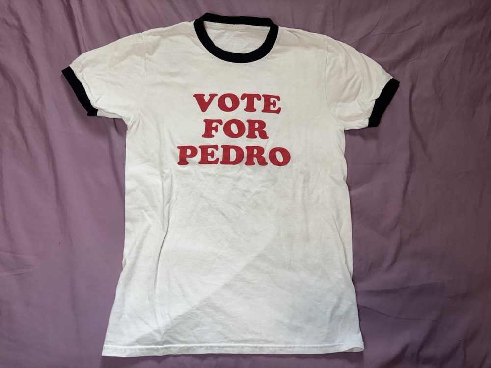 Vintage Vote For Pedro Shirt Mens Small White Black Ringer Napoleon Dynamite