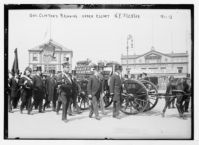 Photo:New York NY 1908 Gov Clinton Funeral Parade Caisson US Flag