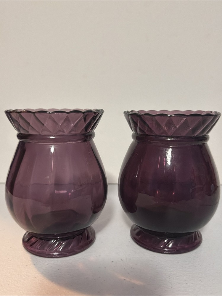 Fenton Glass  Set Of  Amethyst Votive  Candle Holders