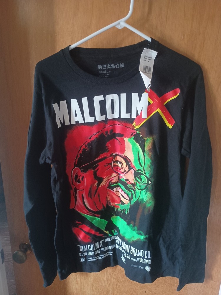 Reason Malcom X T-Shirt, Black Long Sleeve Size Medium, Brand New
