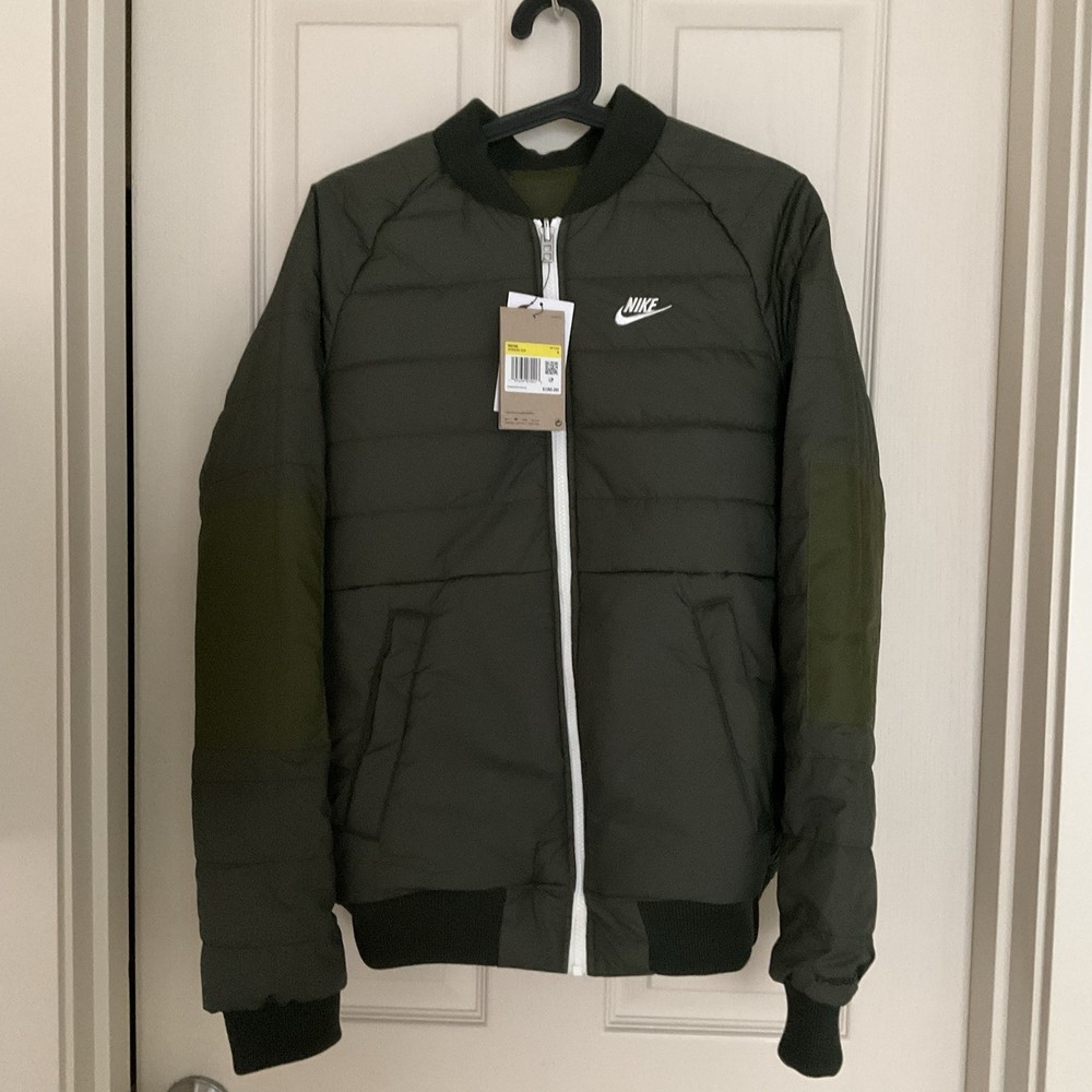 Nike Sportswear Olive Green Reversible Puffer Bomber Jacket - Small *MSRP $160*