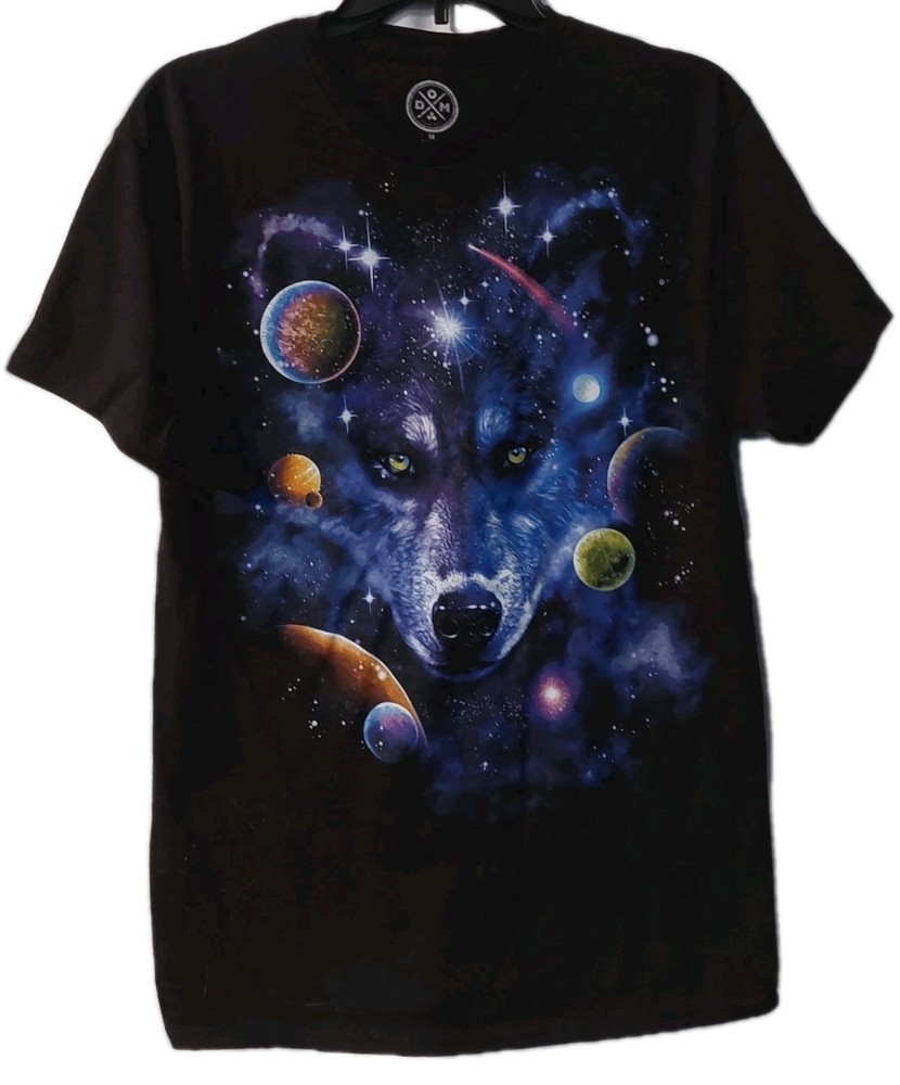 Dom Mens T Shirt Size Medium Wolf Space Short Sleeve Black Wolve