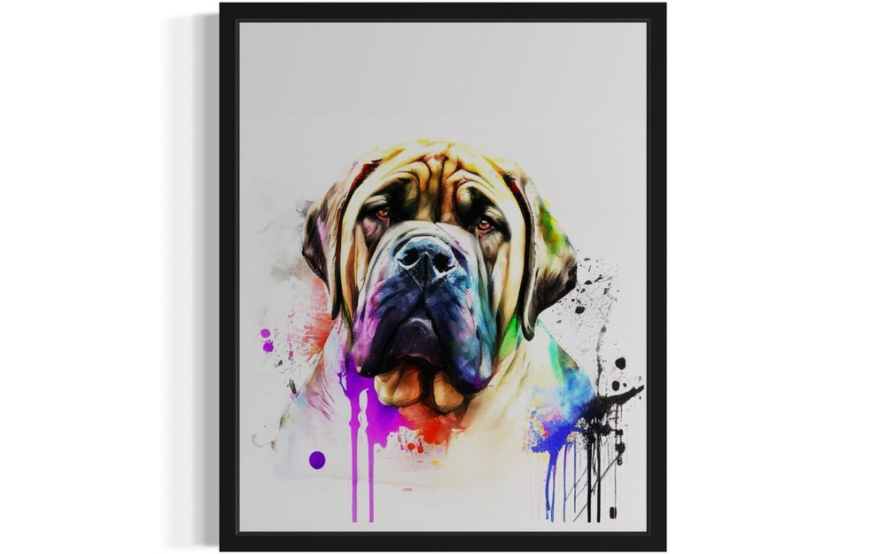 Bullmastiffs Griffons Dog Watercolor Photo Art Print Poster Wall Art Painting