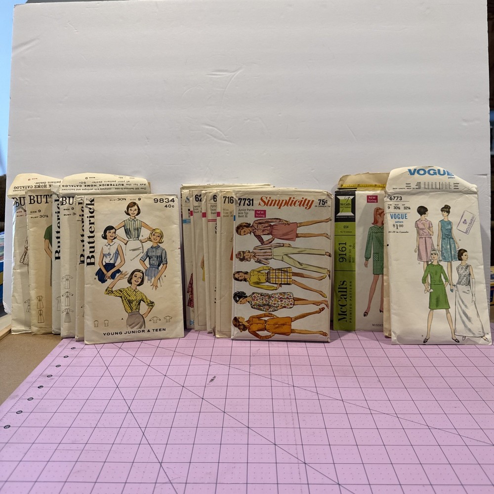 Lot of 18 Vintage Sewing Patterns Simplicity, Butterick, McCalls, & Vogue