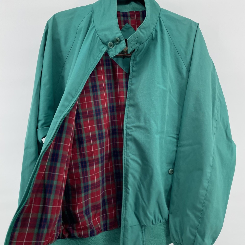Vintage 90s Field & Stream Mens XL Green Jacket Plaid Lined Harrington Bomber