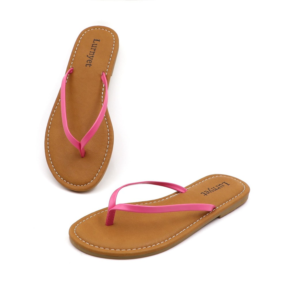 Lurnyet Womens Comfortable Cushioned Thong Flat Sandals