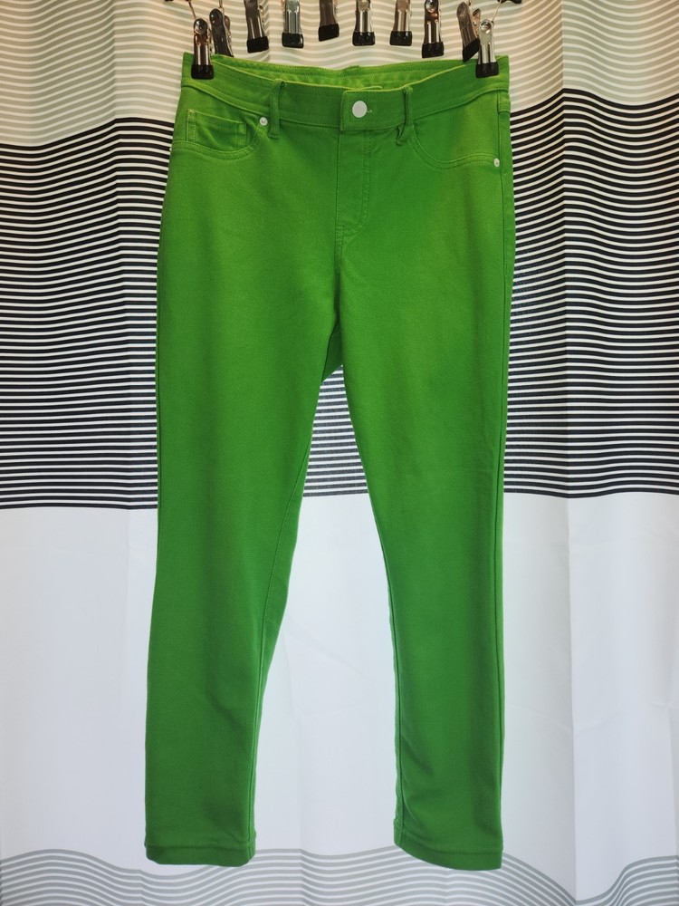 Hue Women’s Green  Skinny  Pull On Stretch Button Flap Jeggings Medium