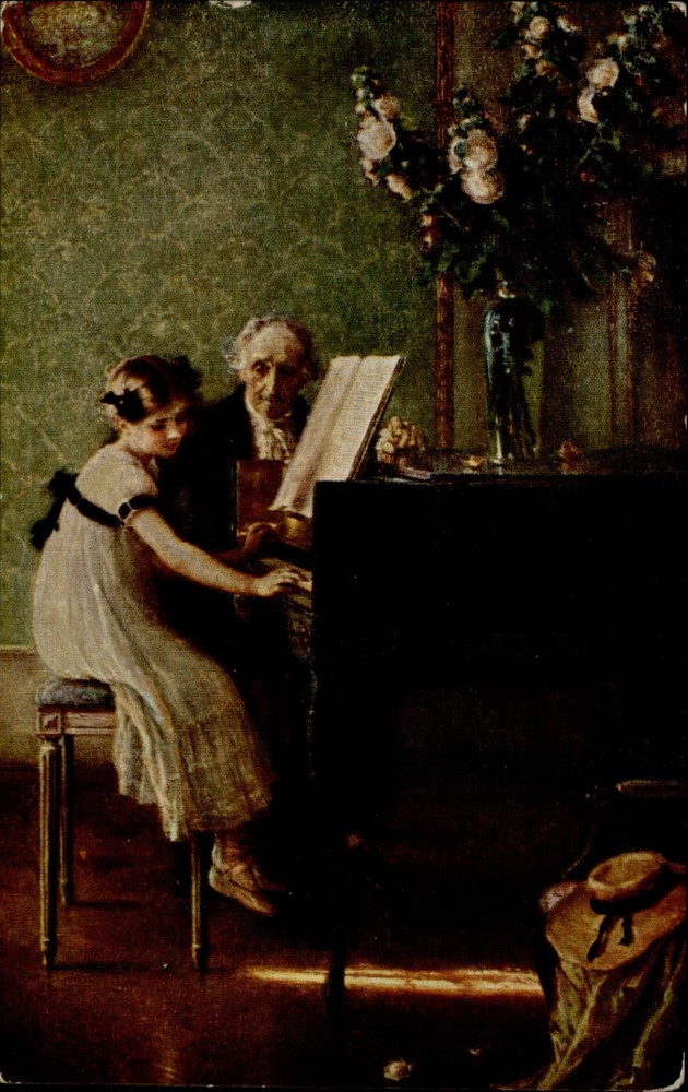 Music Lesson Paris France vintage postcard s077