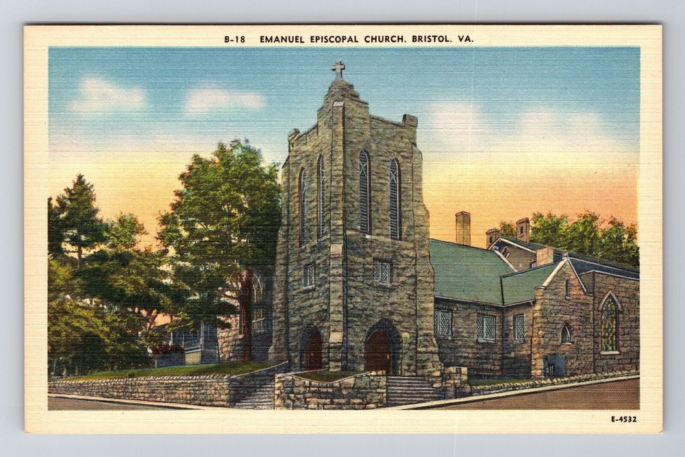 Bristol VA-Virginia, Emanuel Episcopal Church, Vintage Postcard