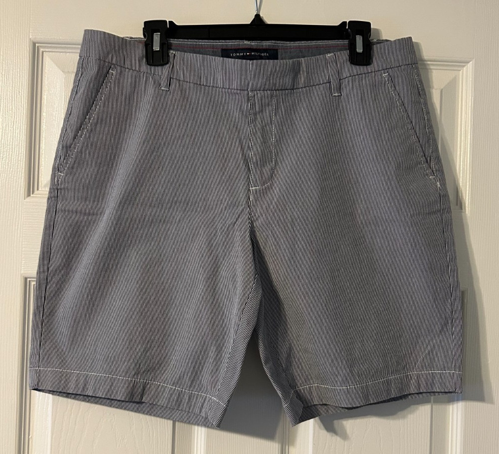 Women's, Tommy Hilfiger, Medium Rise, Blue & White Striped, Shorts, Size 12