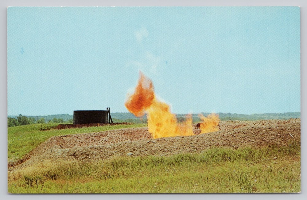 Jonesville Michigan, Oil Wells Storage Tank Burn Off Pit, Vintage Postcard
