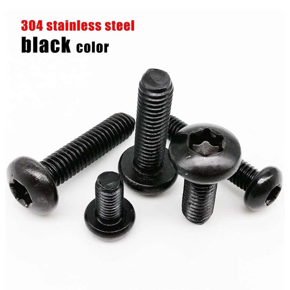 50X M2 M2.5 GB2672 Black Stainless Steel Six-Lobe Torx Pan Round Head Screw Bolt