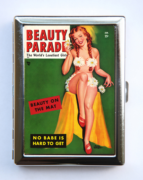 Pin up pinup Flower Bikini Cigarette Case Wallet Business Card Holder rockabilly