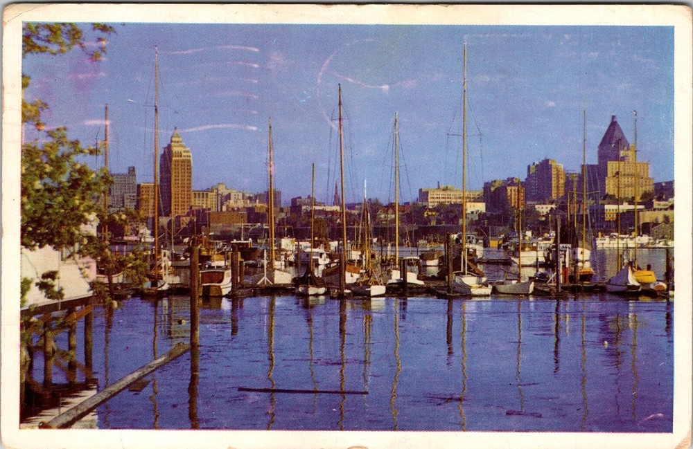 Vancouver British Columbia Canada, Yacht Harbor, Lake View, Vintage Postcard