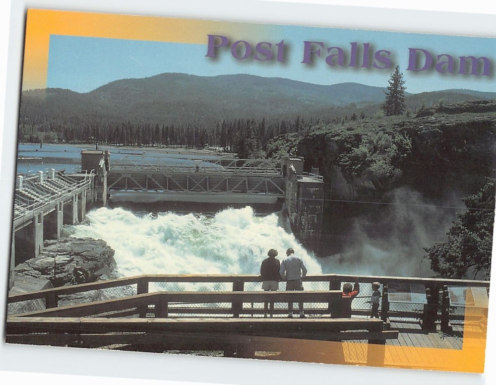 Postcard Post Falls Dam Post Falls Idaho USA