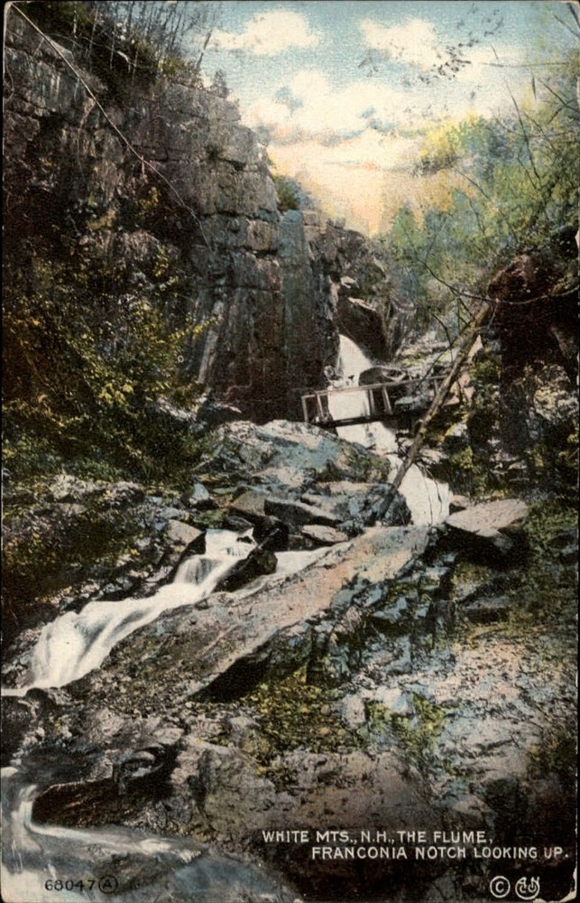 Franconia Notch White Mountains New Hampshire Flume ~ c1910 vintage postcard