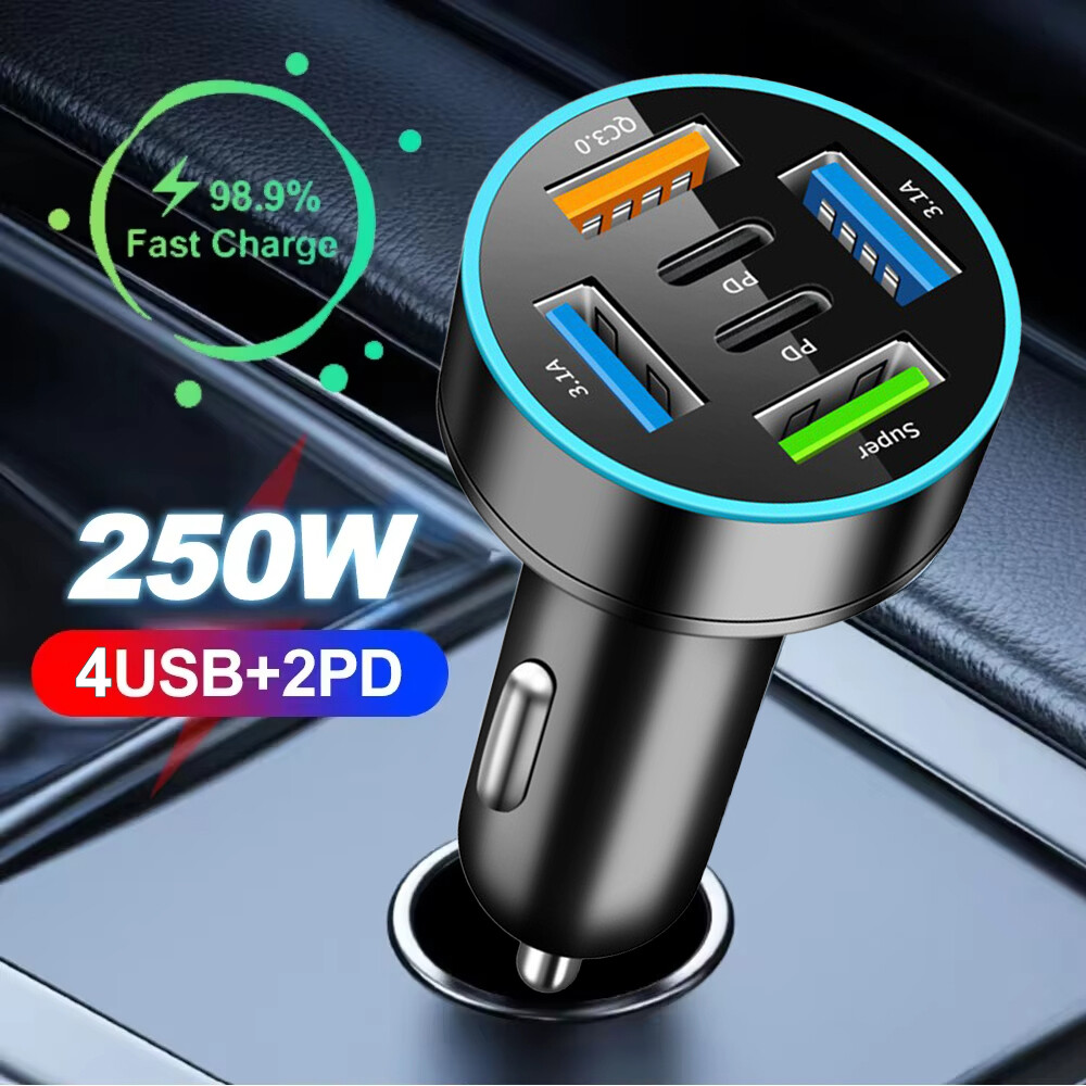 12V Car USB Charger Splitter with 4 Ports and Cigarette Lighter Adapter  