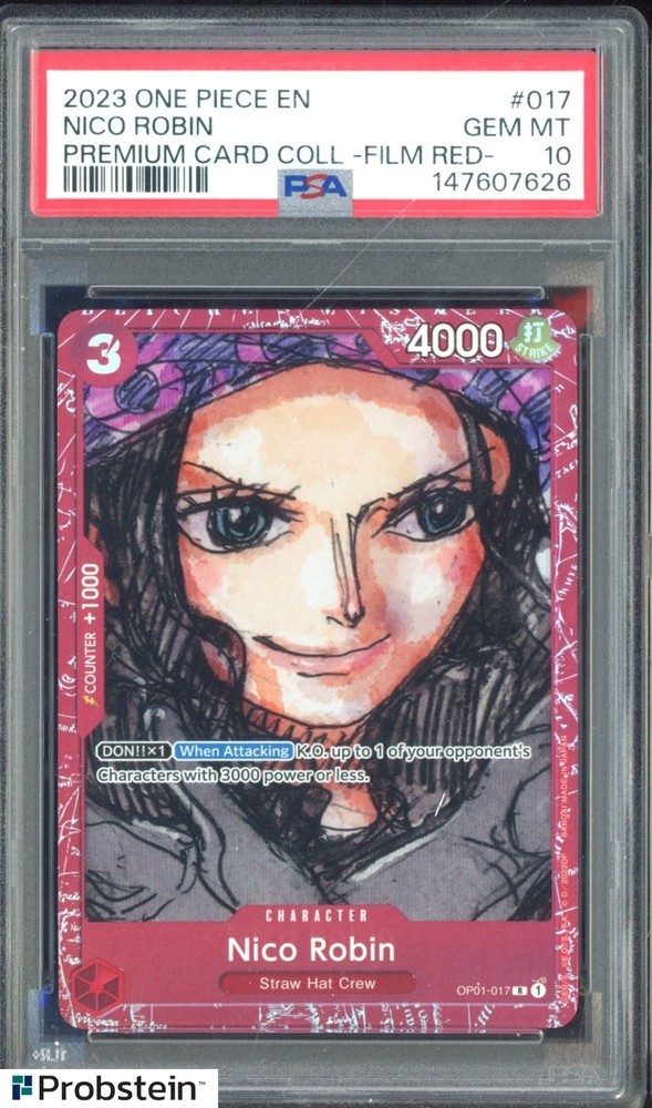 #4 2023 One Piece EN Premium Card Coll Film Red #017 Nico Robin PSA 10 GEM MINTPROBSTEIN is actively accepting consignments !!