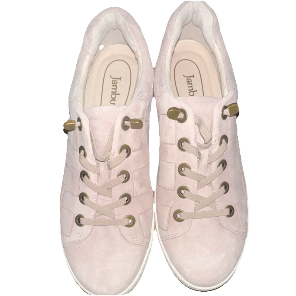 Jambu Chloe Beige Leather Textile Comfort Sneakers Women's 9M Lace Up Flat