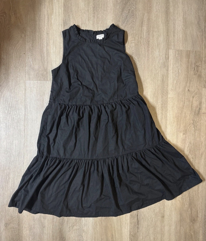 J Crew Dress Womens 4 Black Sleeveless Tiered Swing