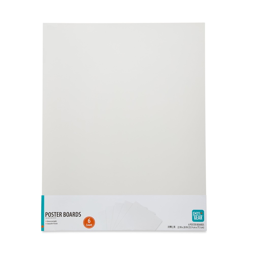 Poster Board, 22 in X 28 In, Heavyweight, White, (6 Pack)