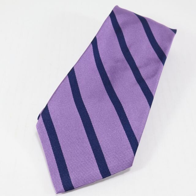 Lands End Mens Necktie Silk Stripes Repp Purple Blue Classic Business Preppy Tie