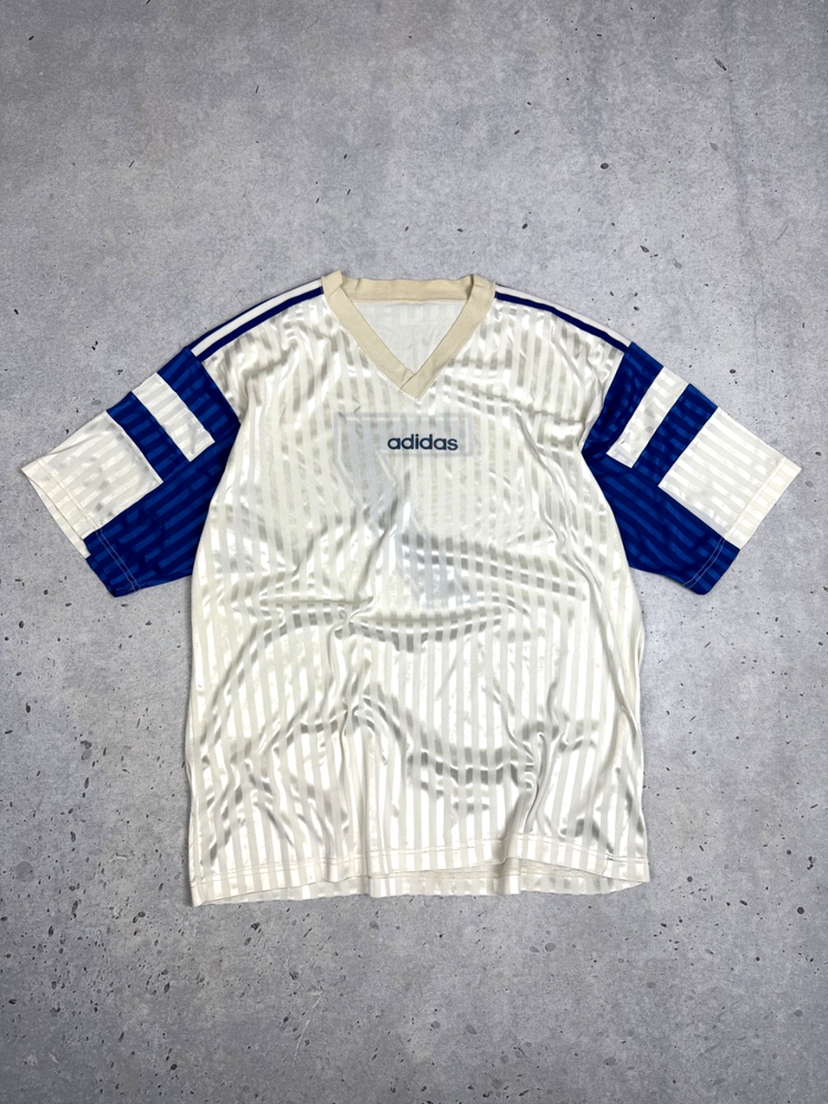 Vintage Adidas Soccer Short Sleeve Striped Jersey Tee Men's size XL
