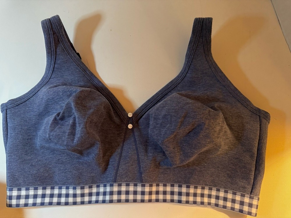 Cacique Size 42DDD No Wire Unlined Full Coverage Bra Lane Bryant  Blue Checked