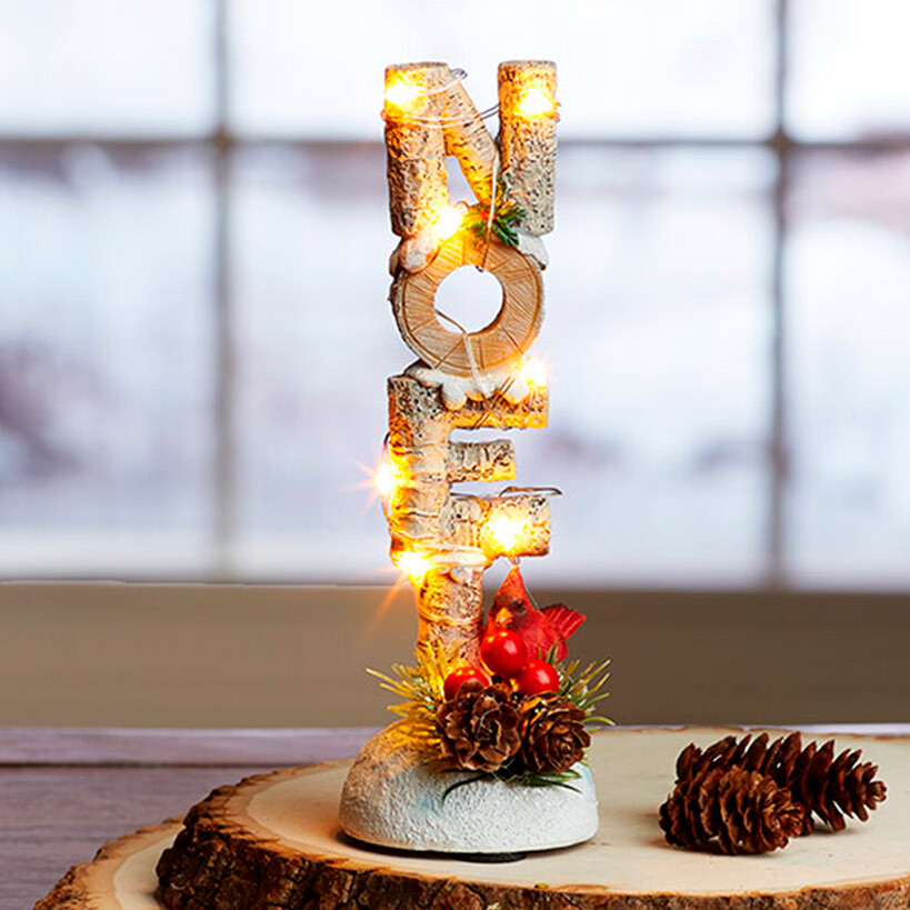 Woodland Cardinal NOEL Sentiment Figurine - Lighted Christmas Accent-image