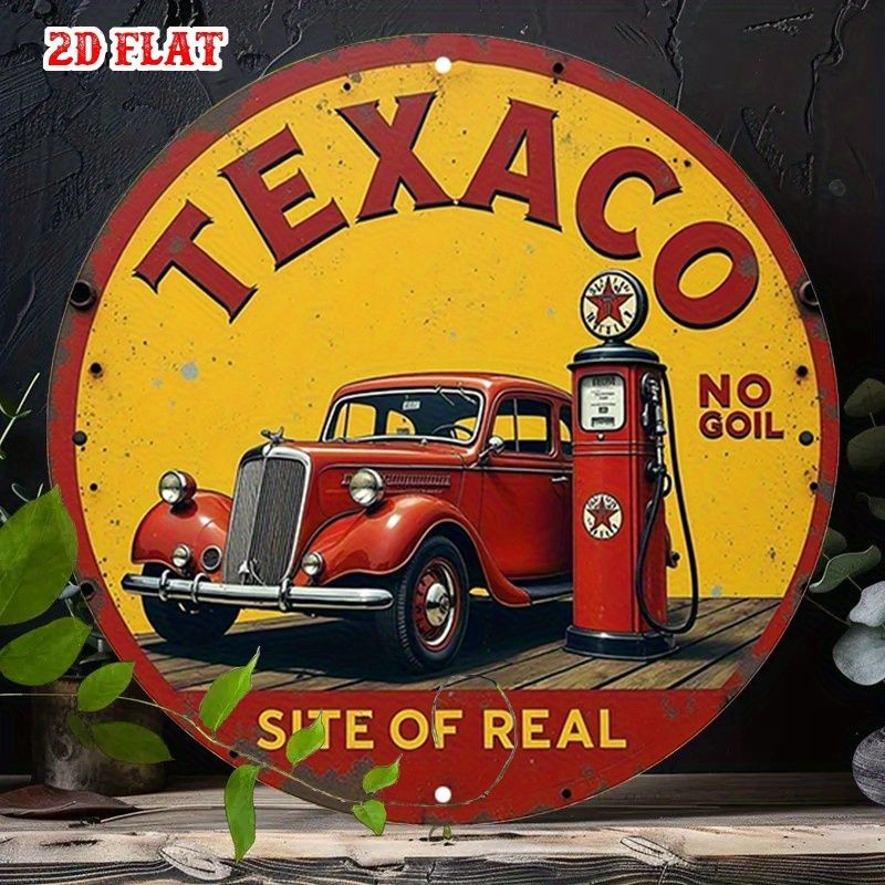 Vintage Texaco Gas Station Metal Sign Retro 2D Flat Tin Wall Decor for Garage