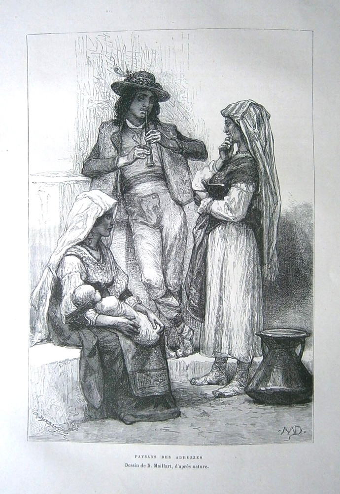 1875 Reclus print PEASANTS FROM ABRUZZO, ITALY, #34-image
