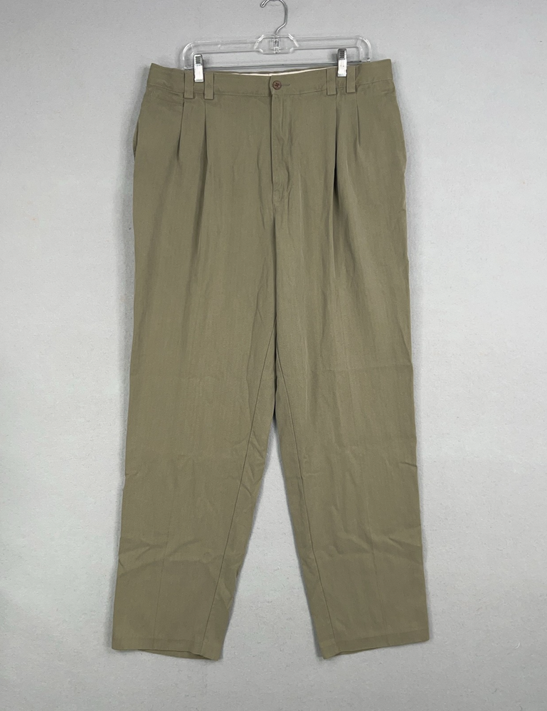 Tommy Bahama Pants Mens 38 Olive Green Dress Pleated Resort Grandpa 100% Silk