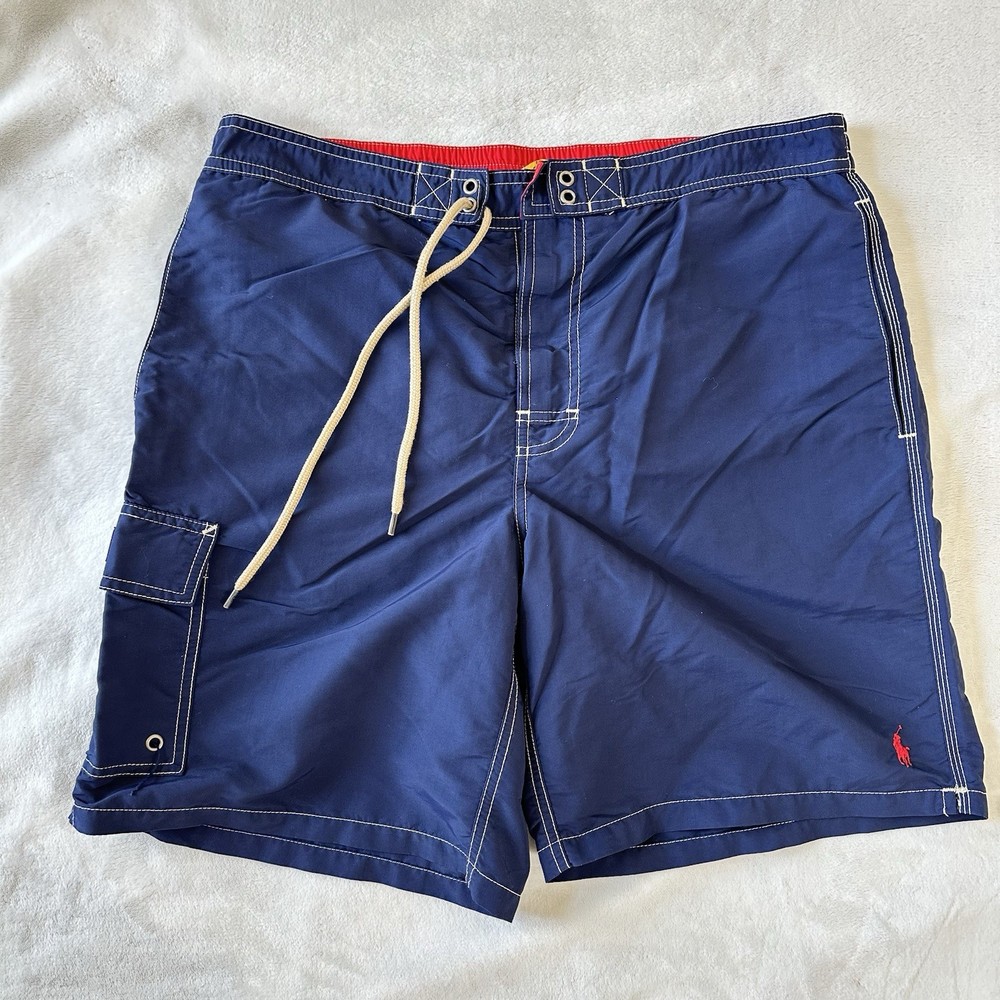 Polo Ralph Lauren Board Shorts Swim Trunks Mens Large Navy Beach Pony