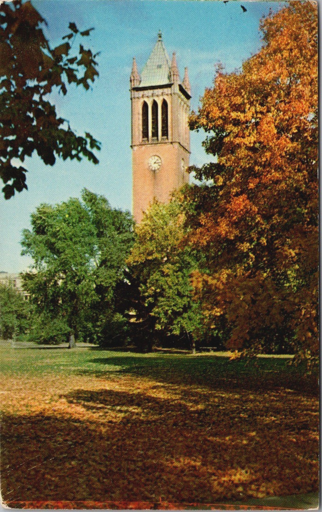 The Campanile Clock Tower, Iowa State College Ames, STORY COUNTY Postcard