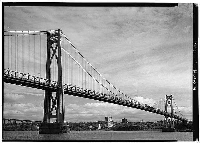 4. General view of bridge from west bank of river, the town of Poughkeepsie can