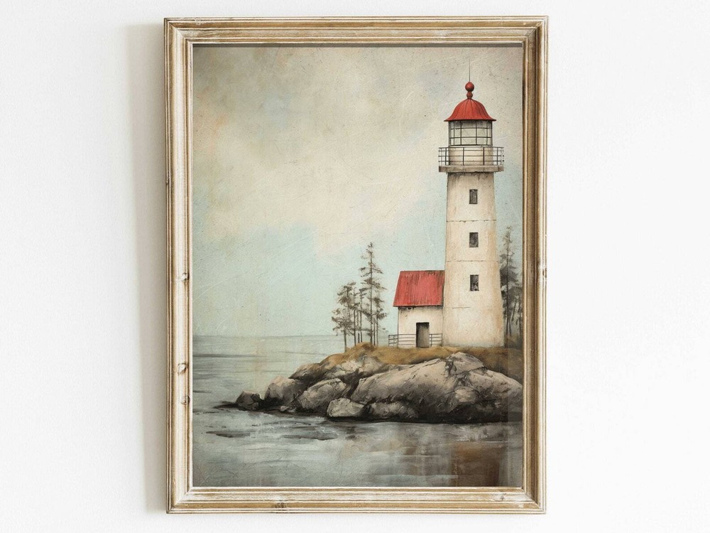 Nautical Wall Art Lighthouse Print Sea Wall Decor Vintage Art Print