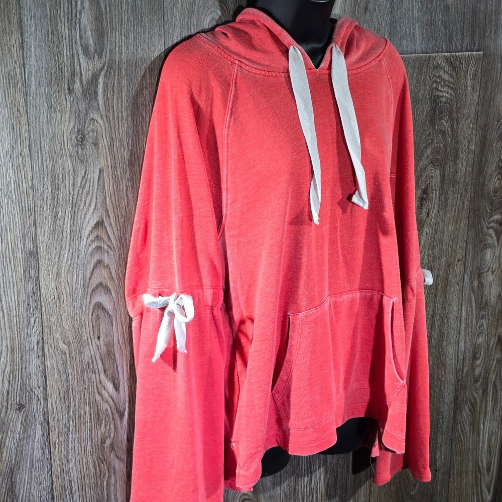 Betsey Johnson Performance Hoodie XL Coral Drawstring Ribbon Detail Athleisure