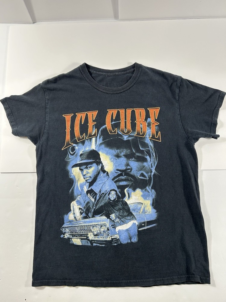 Ice Cube T-Shirt Men's Size M Black Graphic Print Hip Hop Rap Crew Neck