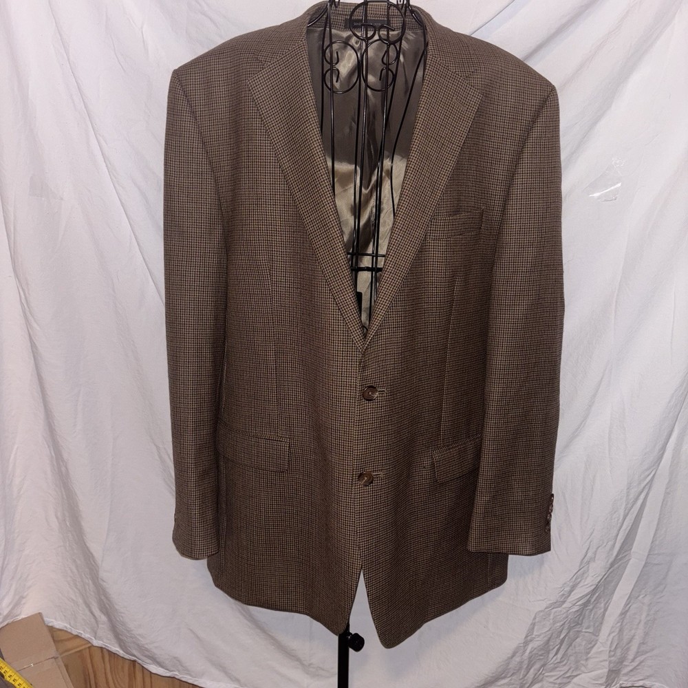 Lauren Ralph Lauren Blazer Mens 46L Brown Wool Sport Coat Jacket Houndstooth