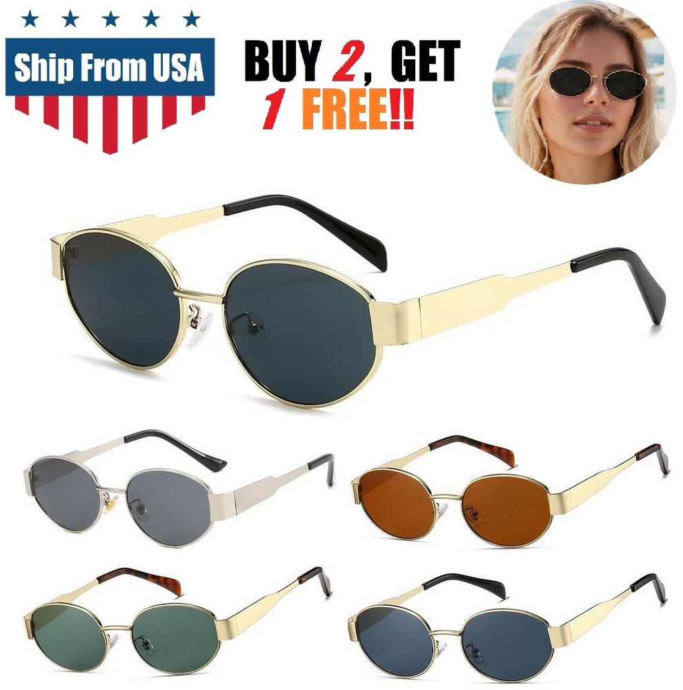 UV400 Protection Retro Oval Sunglasses Women Trendy Classic Shades Summer Gift