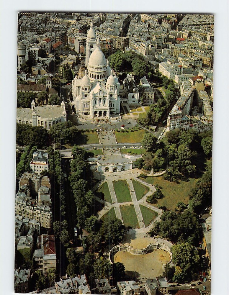 Postcard Aerial View Sacré-Cœur Basilica Paris France