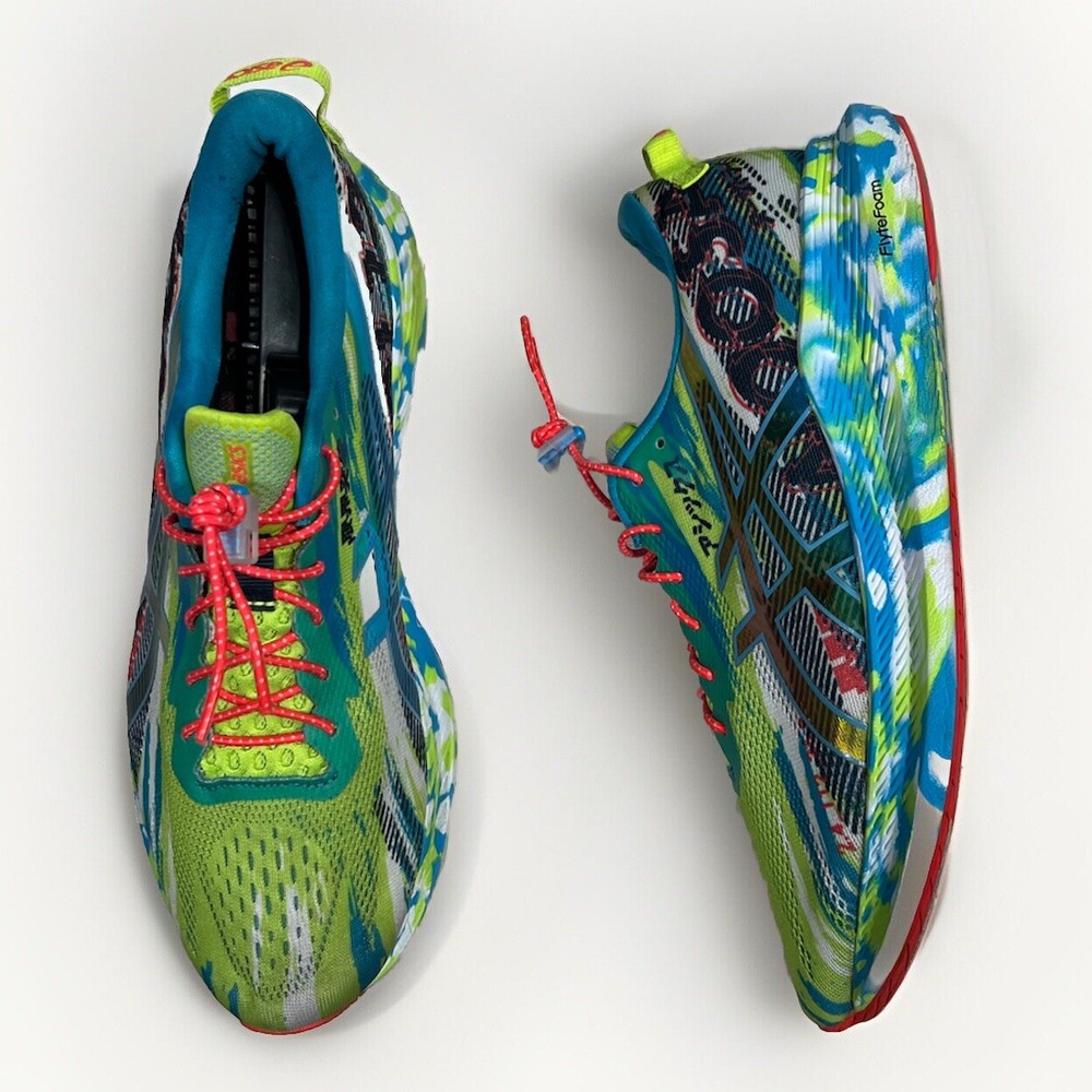 Asics Mens 9 NOOSA TRI 13 Running Shoes Hazard Green/Digital Aqua 1011B021