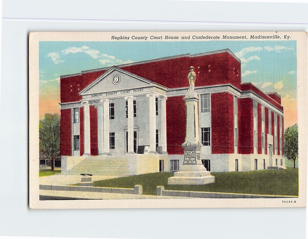 Postcard Hopkins County Court House and Confederate Monument Madisonville KY USA