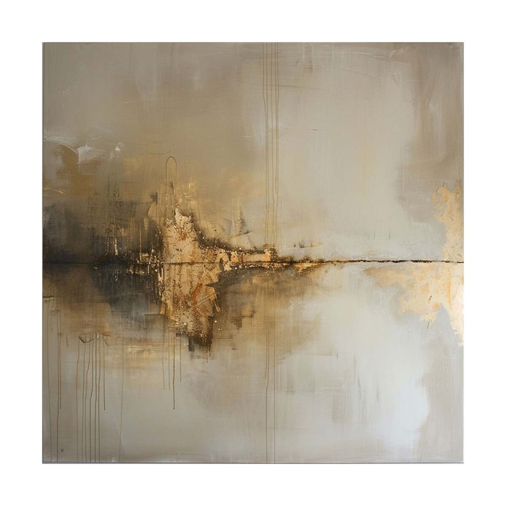 Pintura al óleo abstracta pintada a mano sobre lienzo arte de pared abstracto moderno amarillo