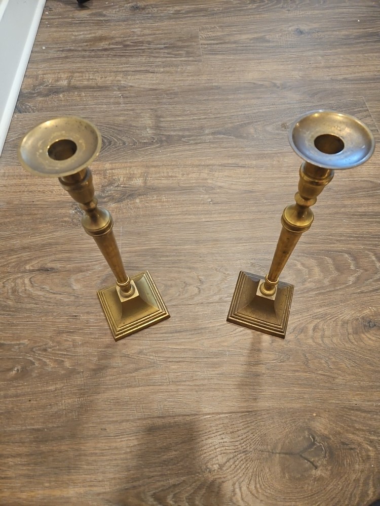 Vintage Set Large BRASS Candlestick Candle Holders India 15.5